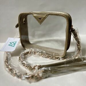 Kelly Wynne Clear “Mingle Mingle Mini” Purse Real Leather Crossbody Bag
